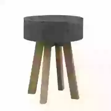 Round Dark Steel Top Lamp Table / Stool